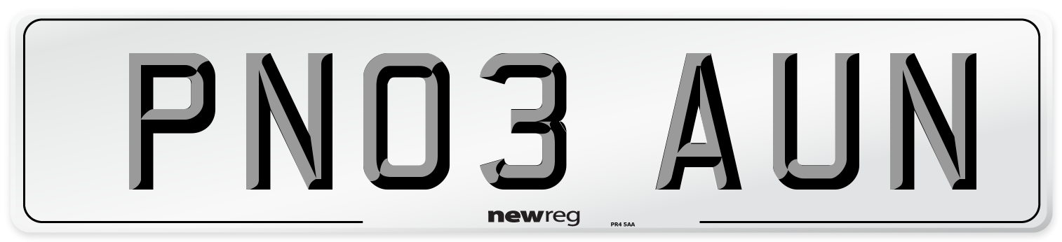 PN03 AUN Number Plate from New Reg